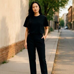 BARNEYS NEW YORK Black All-Season Wool Blend Dress Career Pants Size 8